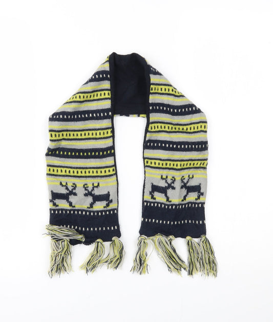 M&S Unisex Grey Fair Isle  Scarf Scarves & Wraps One Size