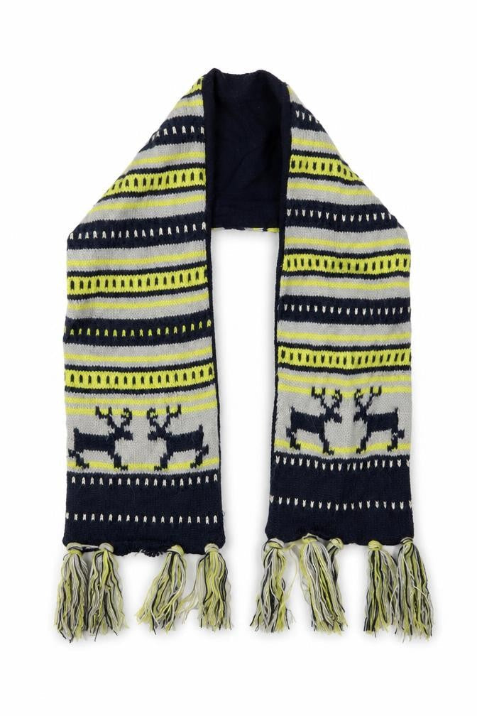 Marks & Spencer Unisex Grey Fair Isle  Scarf Scarves & Wraps One Size