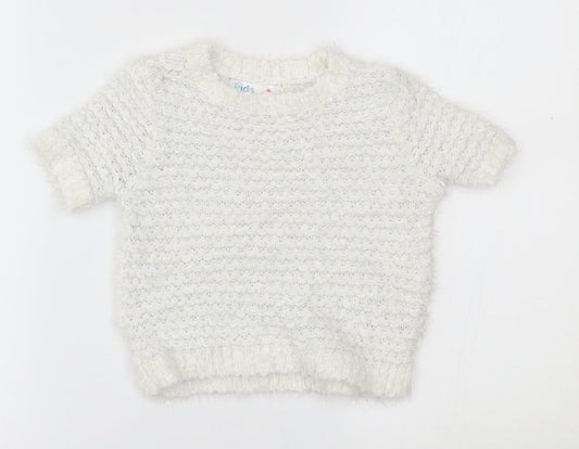 M&Co Girls White   Pullover Jumper Size 5-6 Years