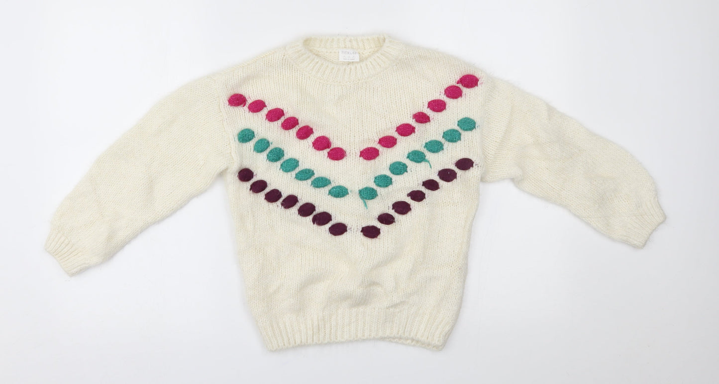 F&F Boys White   Pullover Jumper Size 10-11 Years