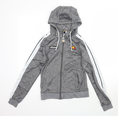 Additional front view of Ellesse women’s grey full zip hoodie, size UK 4
