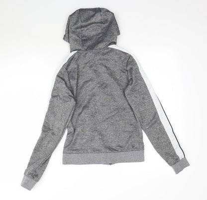 Back view of Ellesse women’s grey full zip hoodie, size UK 4