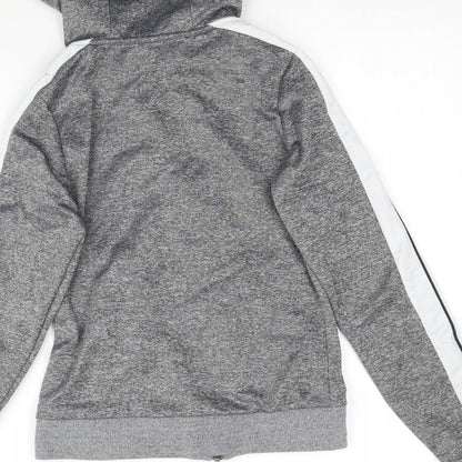 Brand and care label for Ellesse women’s grey full zip hoodie, size UK 4