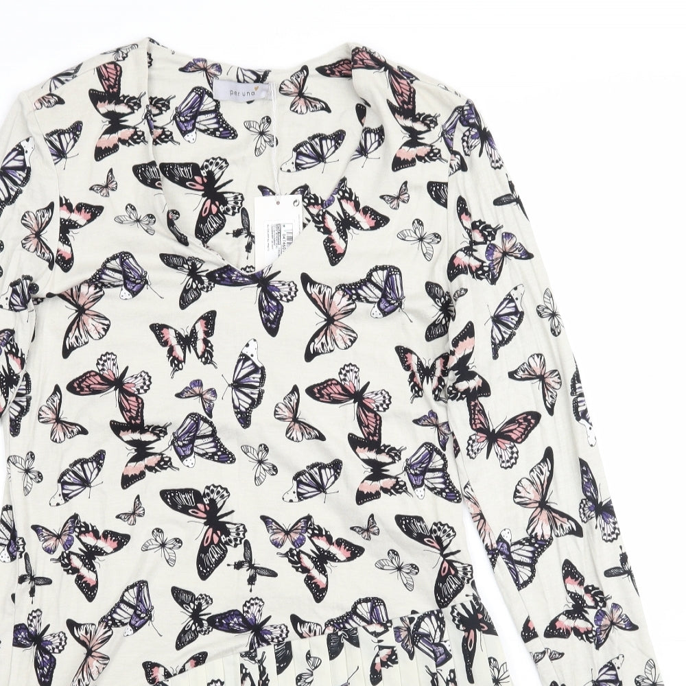 Per Una Womens Grey   Basic Blouse Size 8  - Asymmetric Butterflies