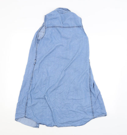Very Womens Blue Basic Button-Up Size 8