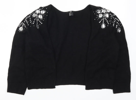 H&M Womens Black  Knit Cardigan Jumper Size M