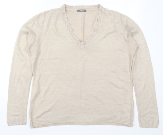 South Womens Beige  Knit Pullover Jumper Size 16