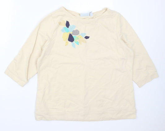 D&Co Womens Beige   Pullover Sweatshirt Size L  - Flower
