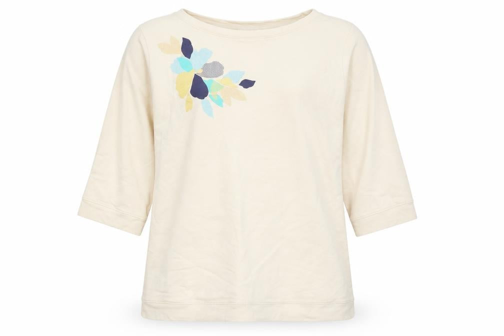 D&Co Womens Beige   Pullover Sweatshirt Size L  - Flower