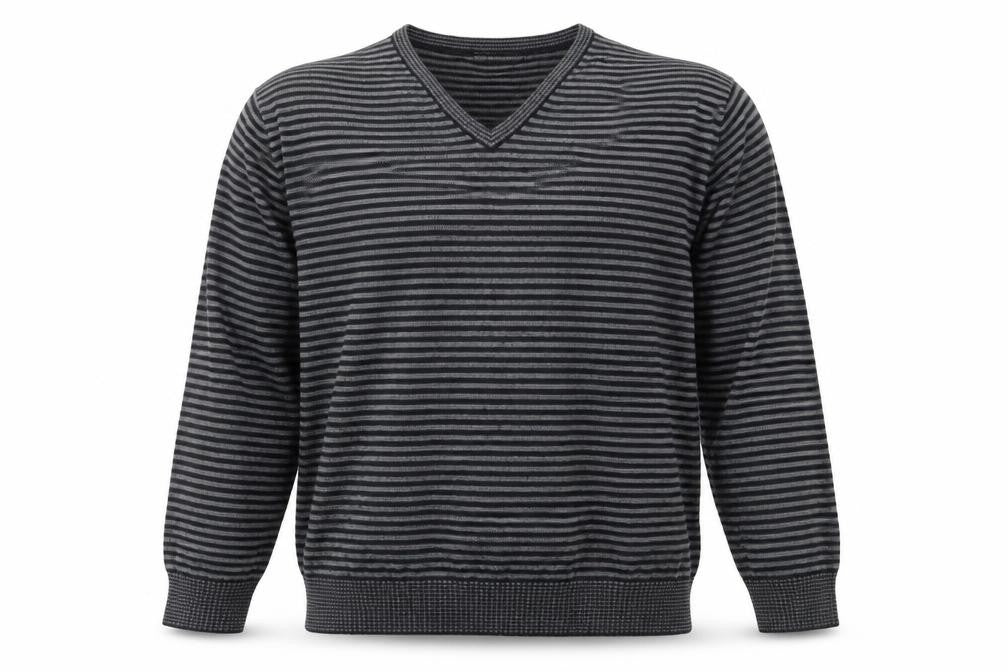 Marks & Spencer Mens Grey Striped Knit Pullover Jumper Size L