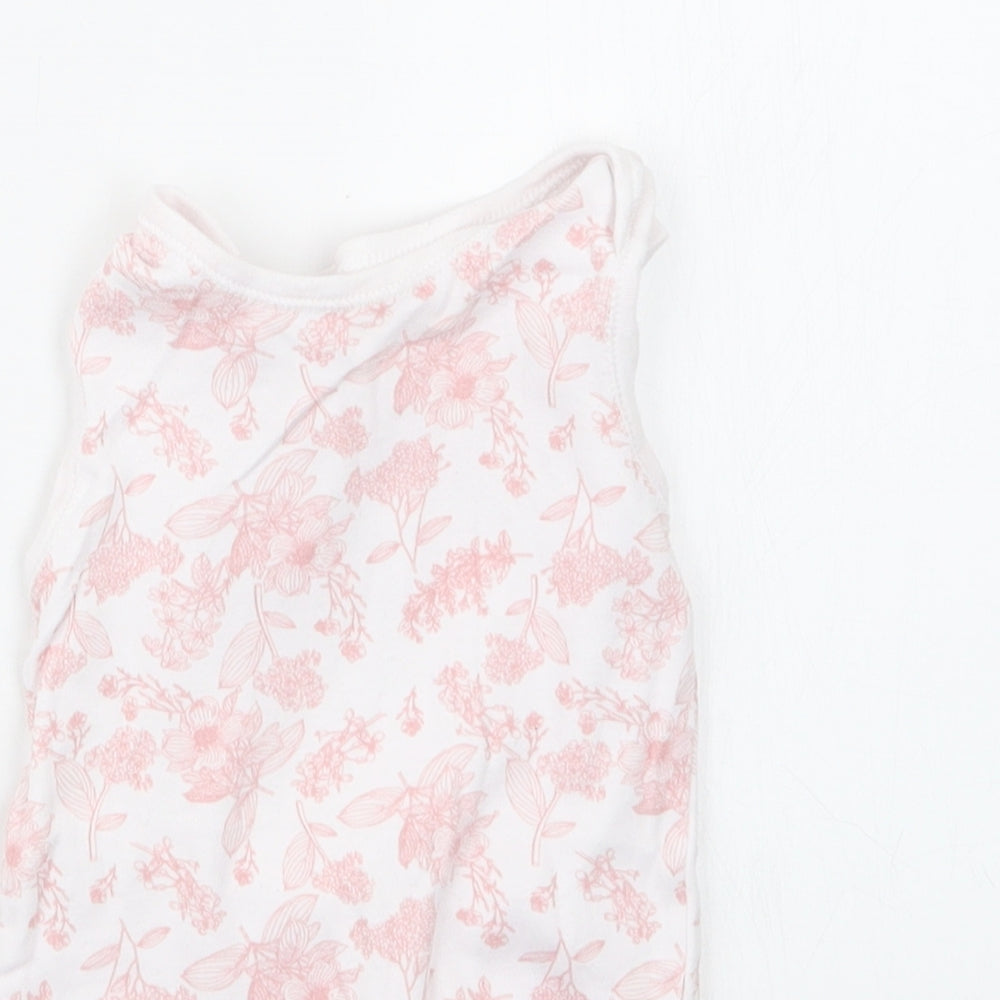 TU Girls Pink Floral  Babygrow One-Piece Size 9-12 Months