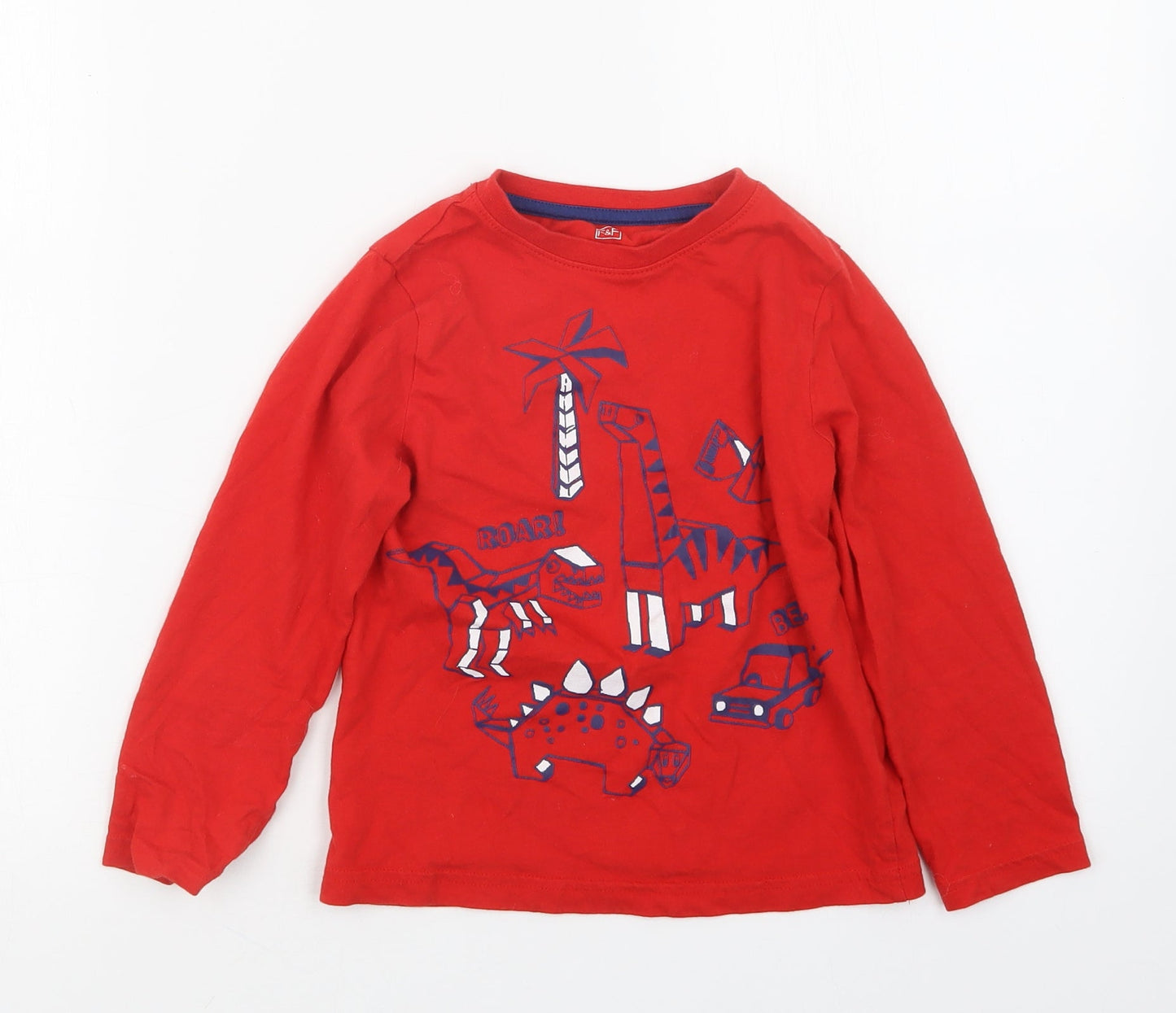 F&F Boys Red Geometric   Pyjama Top Size 5-6 Years