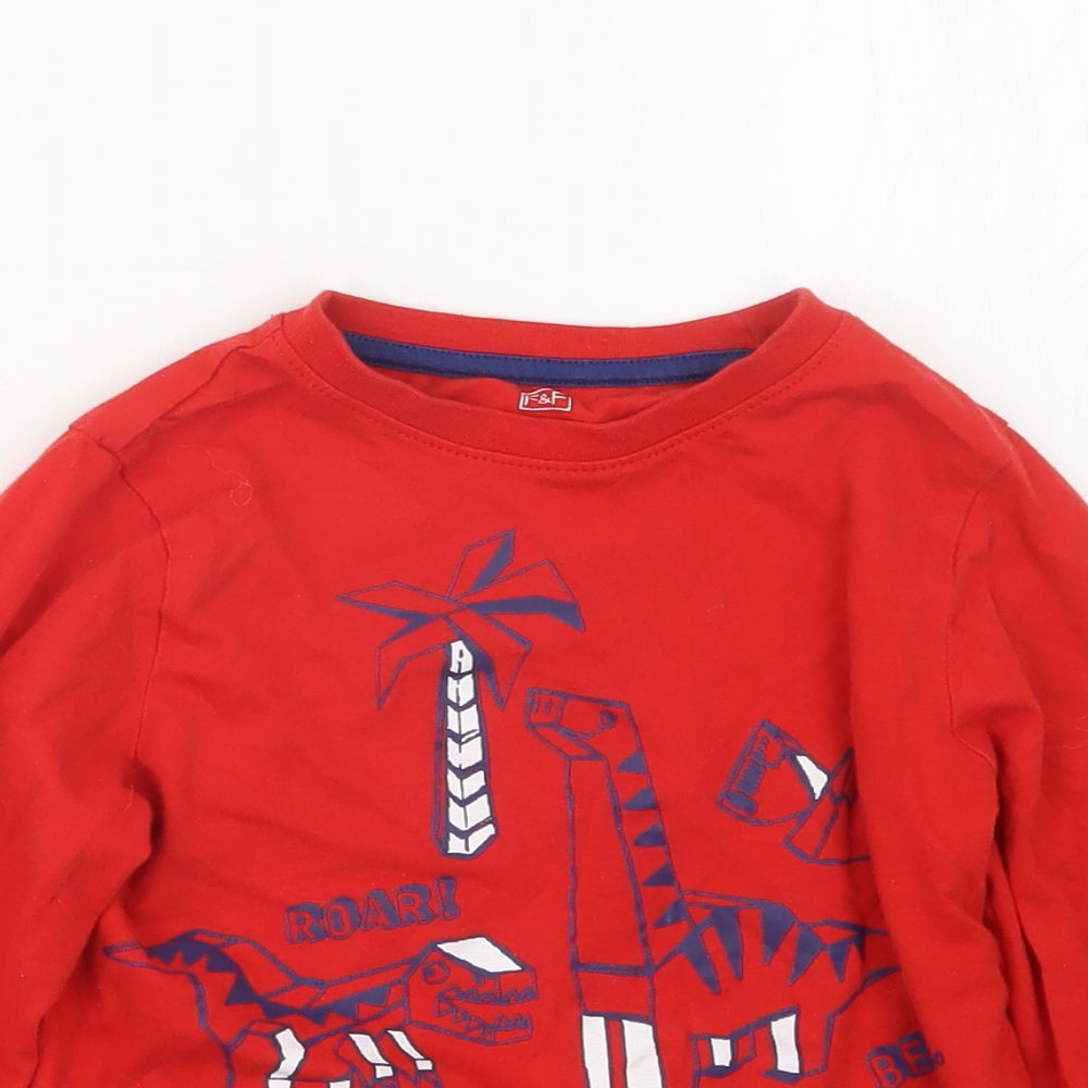 F&F Boys Red Geometric   Pyjama Top Size 5-6 Years