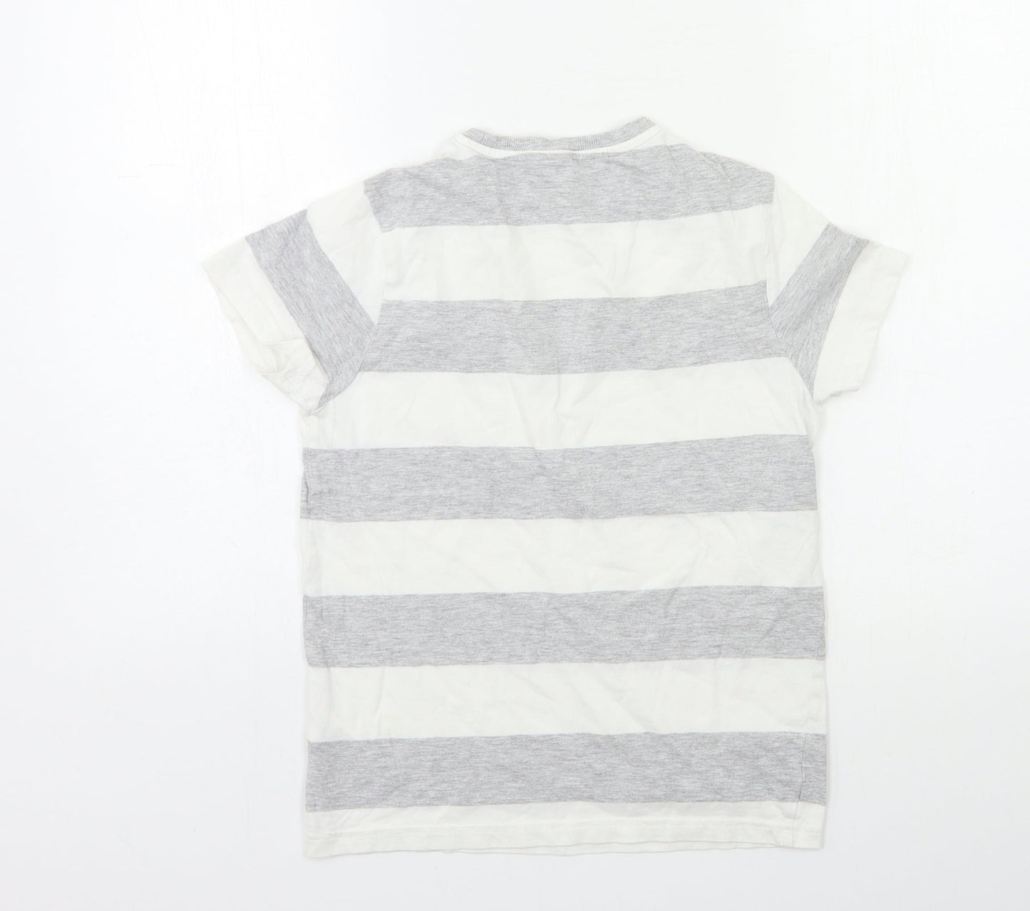 Marks and Spencer Boys Grey Striped  Basic T-Shirt Size 9-10 Years