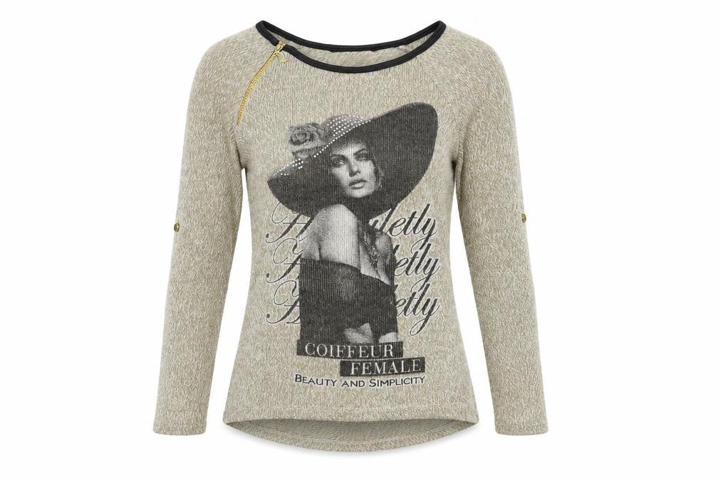 Preworn Womens Beige Geometric Knit Pullover Jumper Size M