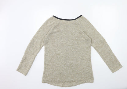 Preworn Womens Beige Geometric Knit Pullover Jumper Size M