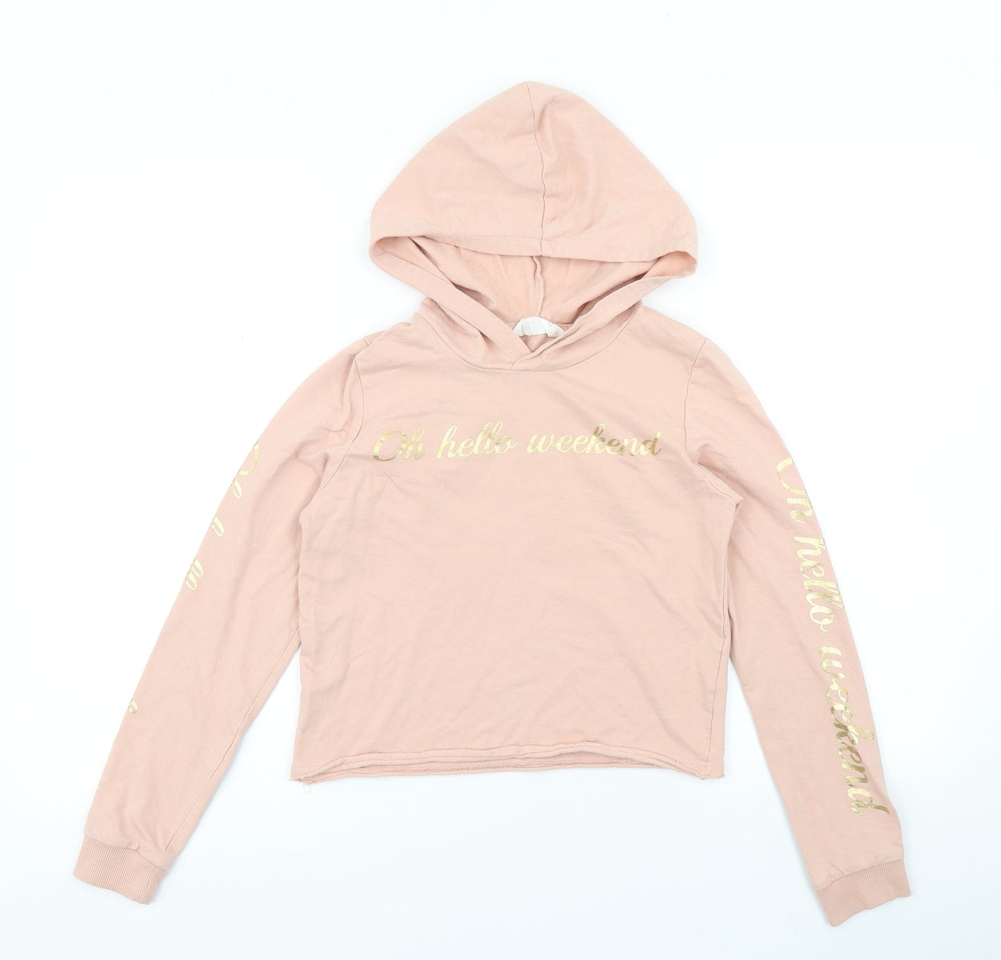 H_&M Girls Pink   Pullover Hoodie Size 11-12 Years  - Cropped