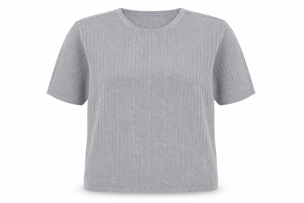 Elizabeth Shelton Womens Grey  Knit Basic T-Shirt Size 16