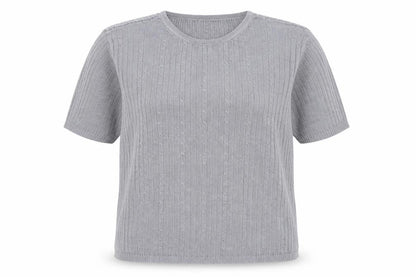 Elizabeth Shelton Womens Grey  Knit Basic T-Shirt Size 16