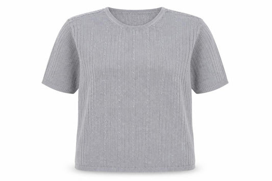 Elizabeth Shelton Womens Grey  Knit Basic T-Shirt Size 16