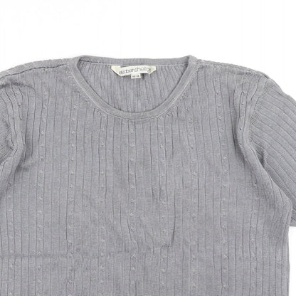 Elizabeth Shelton Womens Grey  Knit Basic T-Shirt Size 16