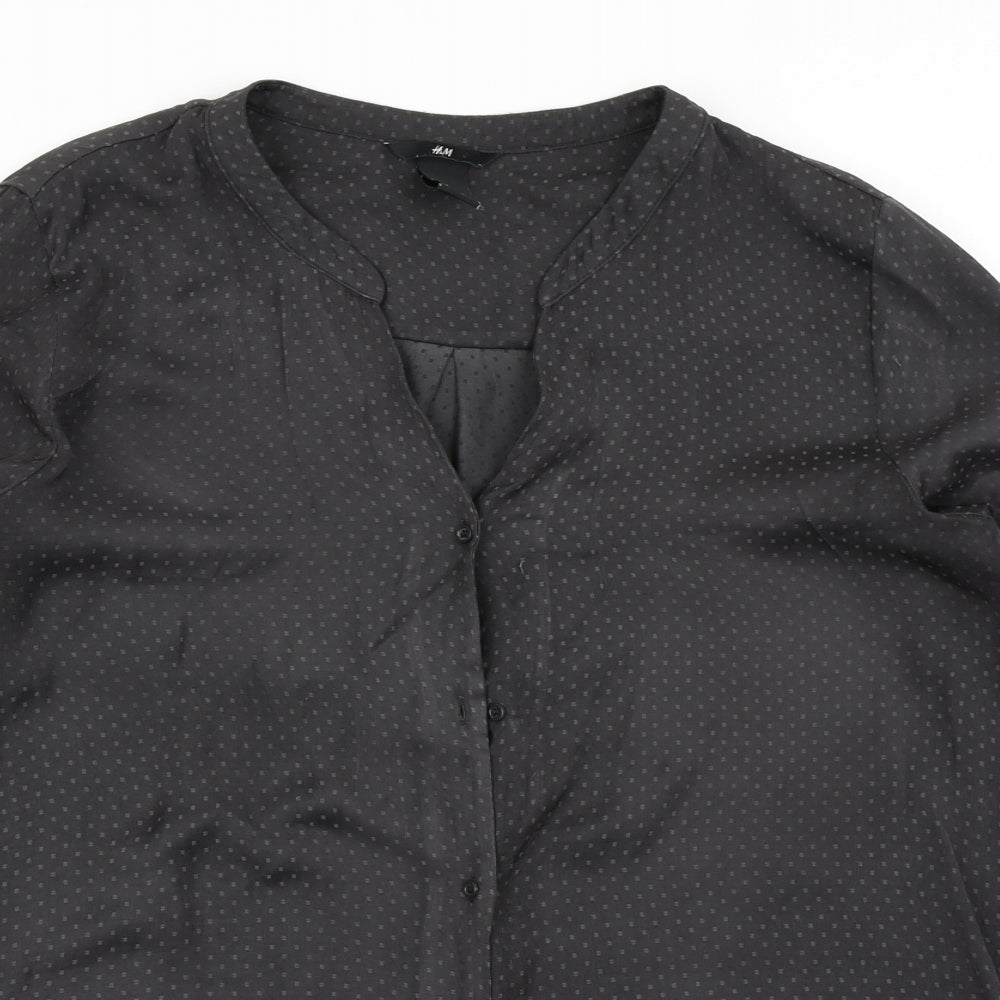 H&M Womens Grey Polka Dot  Basic Blouse Size 12
