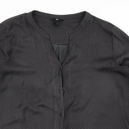 H&M Womens Grey Polka Dot  Basic Blouse Size 12