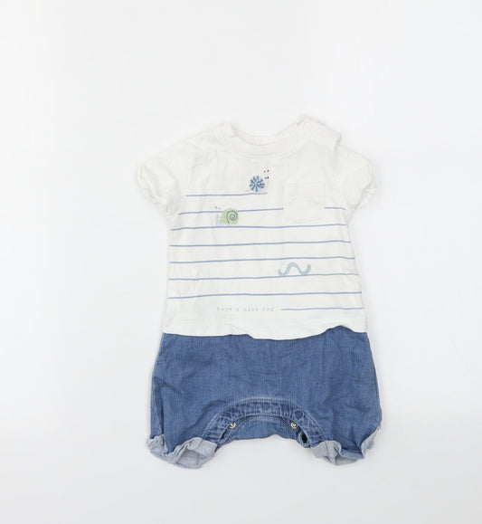 M Baby Blue Geometric  Babygrow One-Piece Size 3-6 Months