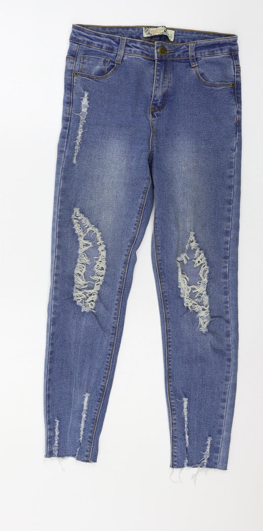 Preloved Boohoo Womens Blue  Denim Skinny Jeans Size 6 L24 in - Front