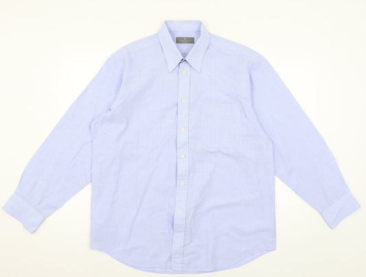 Essentials Mens Blue Check   Button-Up Size 16