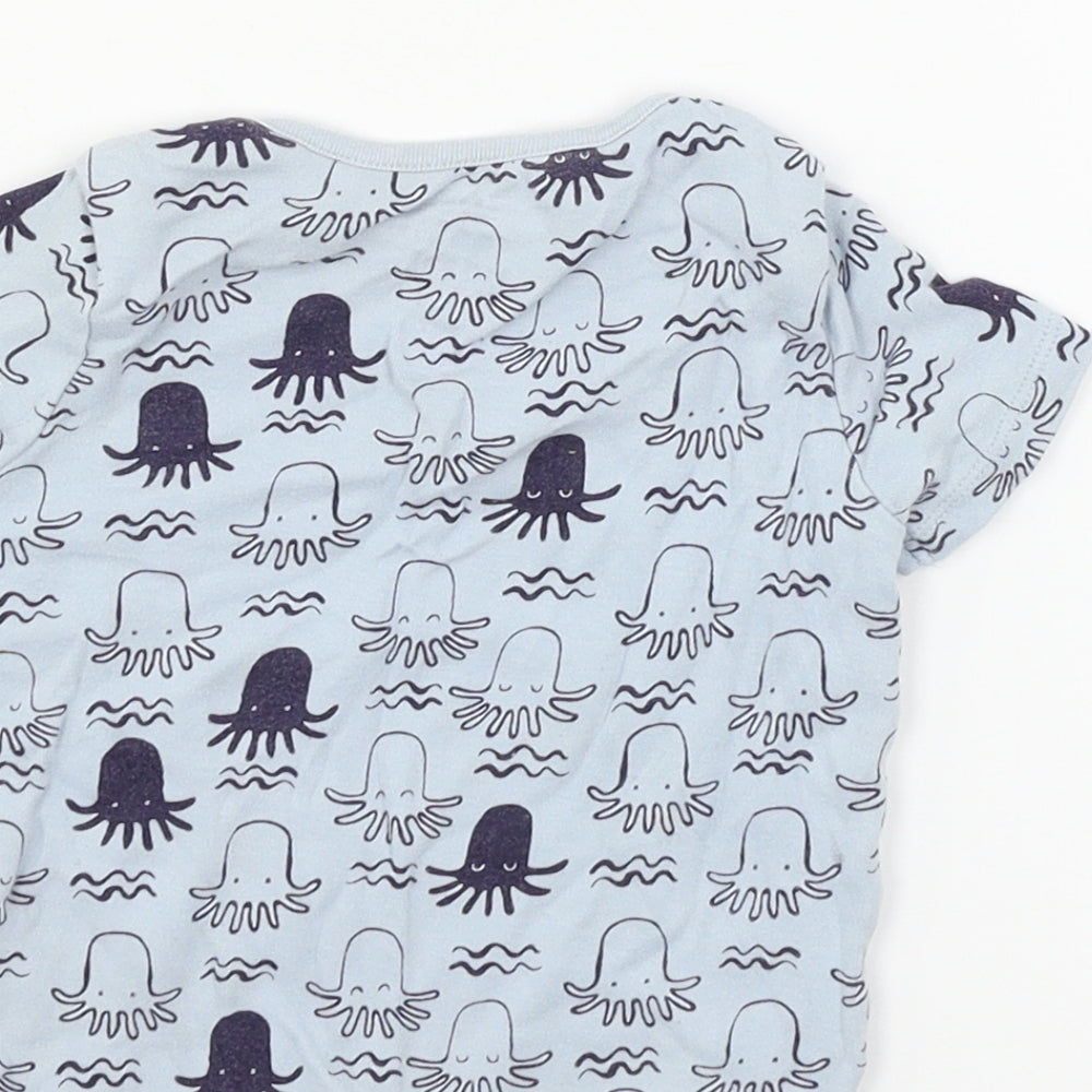 F&F Boys Blue Geometric Jersey Basic T-Shirt Size 9-12 Months  - Octopus