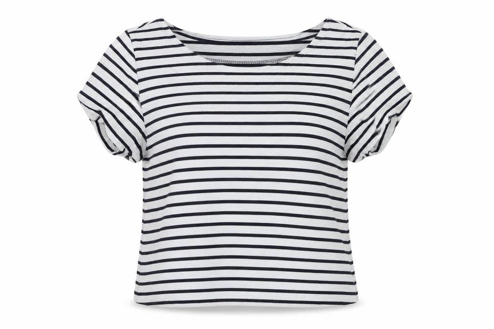 The Limited Womens White Striped Jersey Basic T-Shirt Size XS
