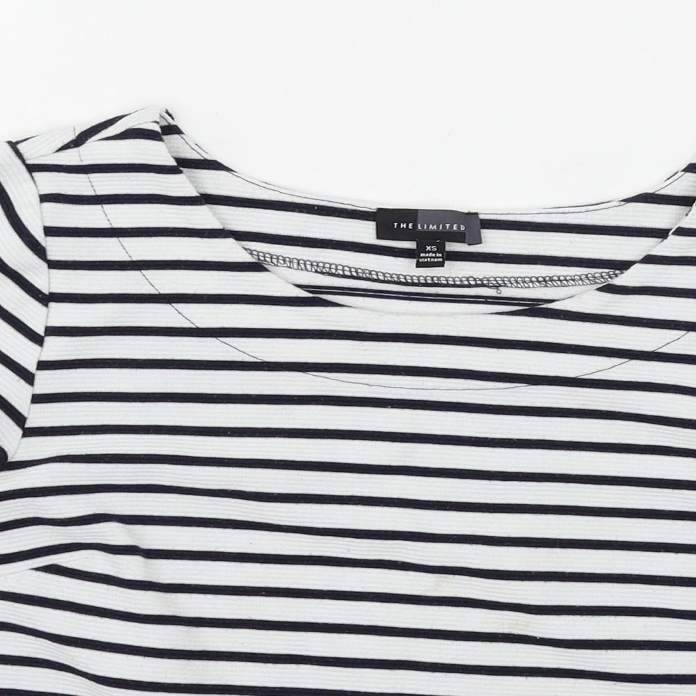 The Limited Womens White Striped Jersey Basic T-Shirt Size XS
