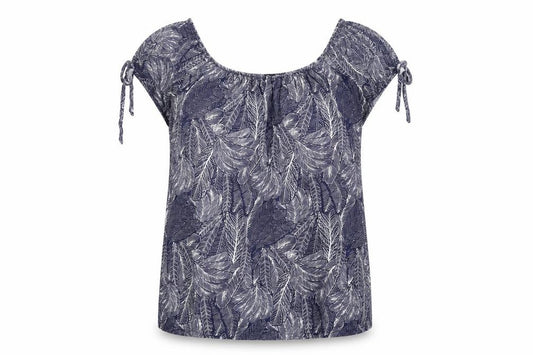 M&Co Womens Blue Floral  Basic T-Shirt Size 18  - leaf print