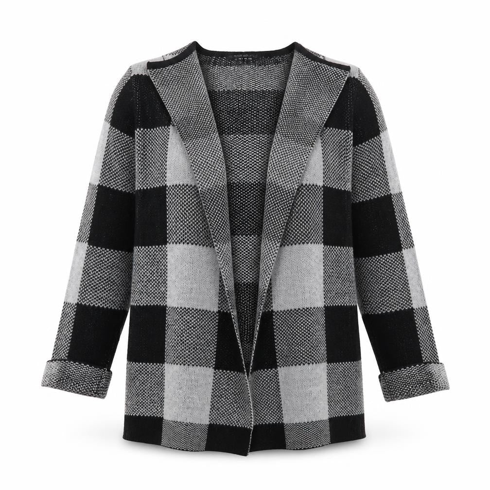 Select Womens Grey Check Knit Cape Jumper Size 10