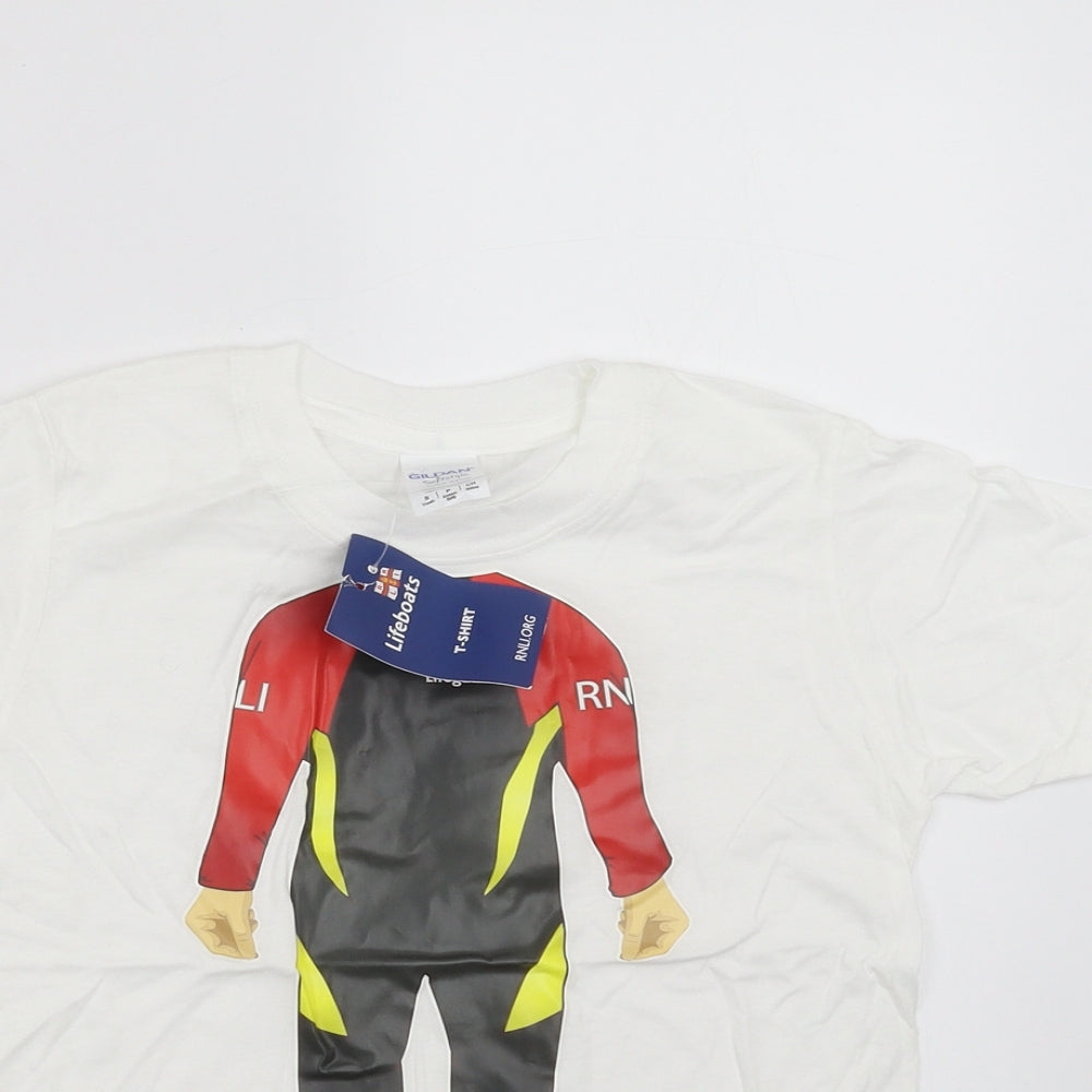 Gildan Boys White   Basic T-Shirt Size 5-6 Years  - lifeguard