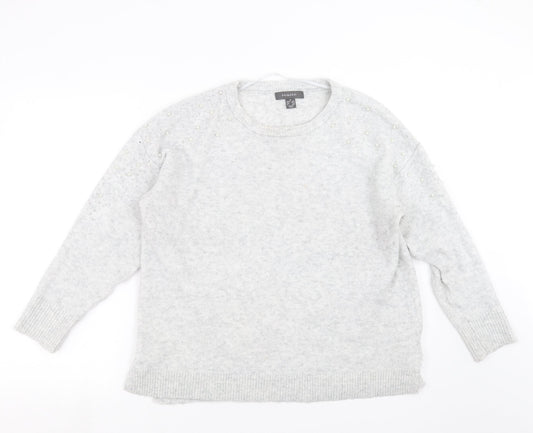 Primark Womens Grey  Knit Pullover Jumper Size M  - beaded