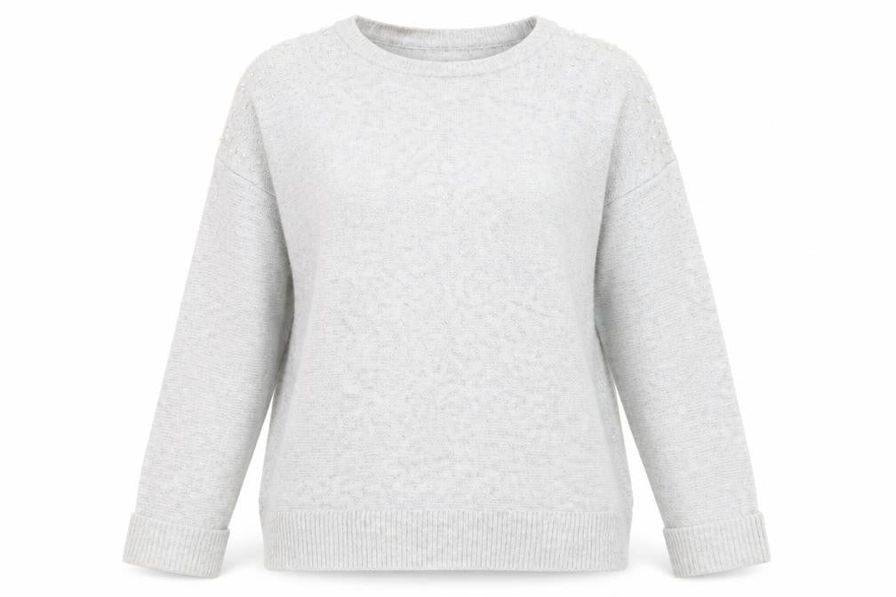 Primark Womens Grey  Knit Pullover Jumper Size M  - beaded