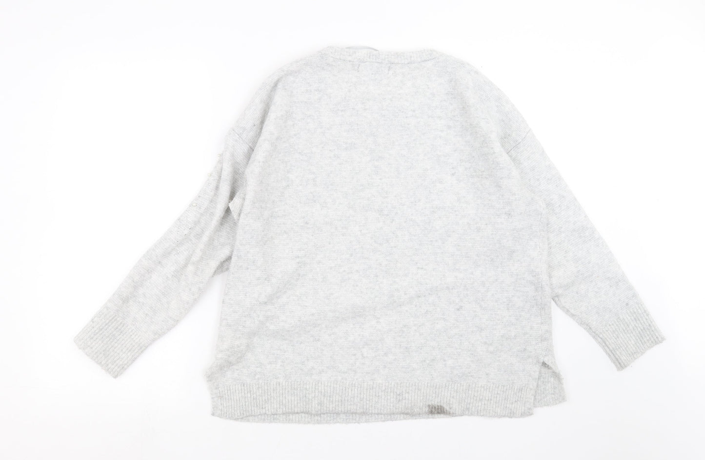 Primark Womens Grey  Knit Pullover Jumper Size M  - beaded