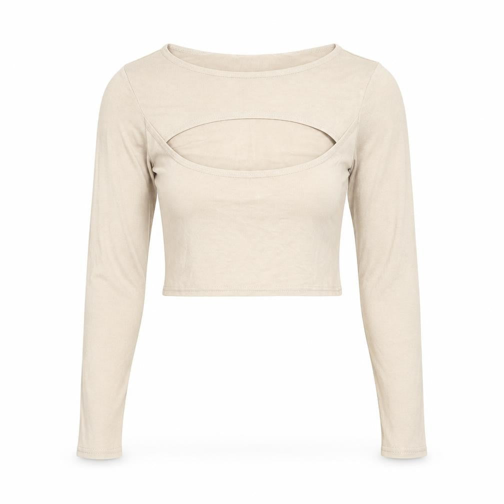 PRETTYLITTLETHING Womens Beige   Cropped T-Shirt Size 6