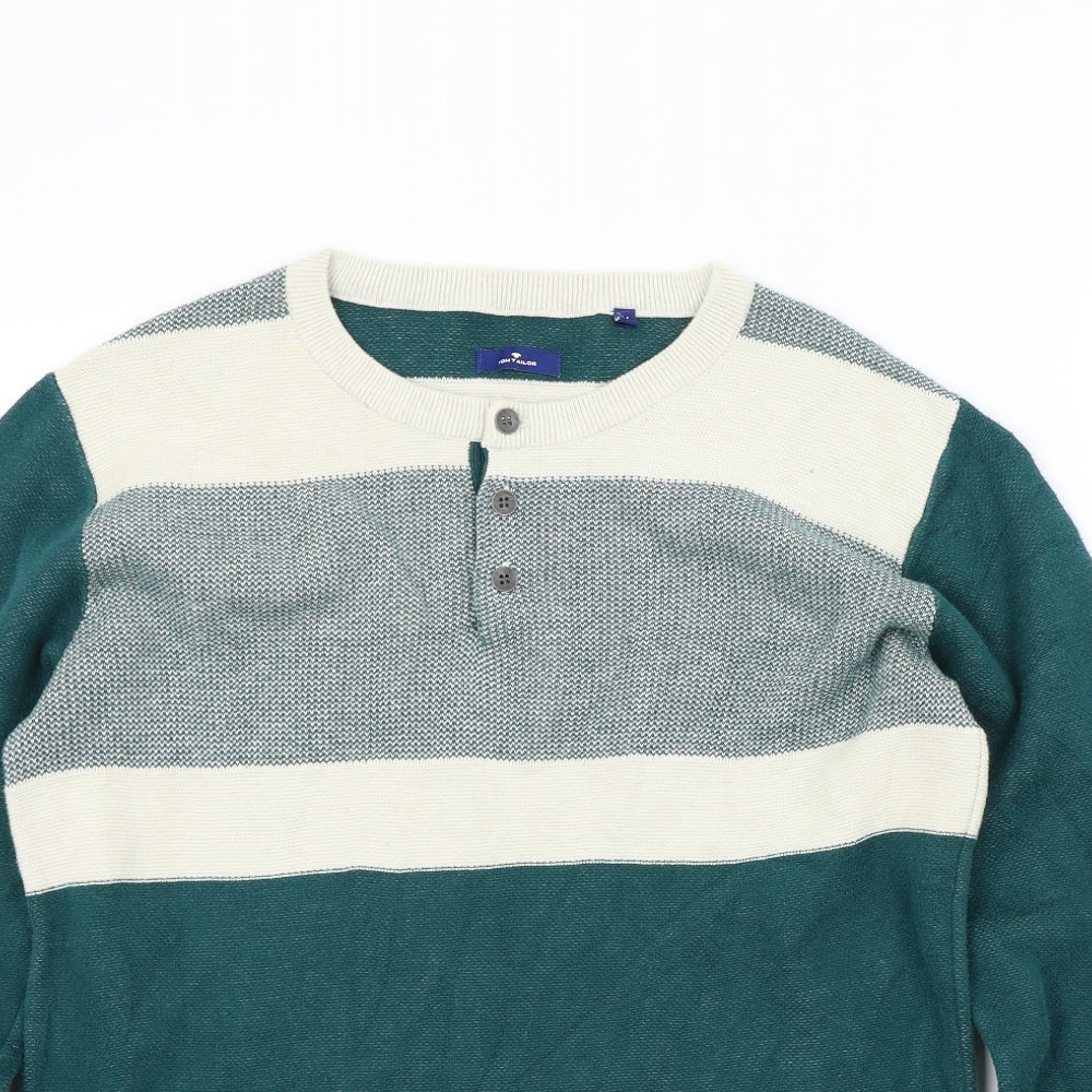 TOM TAILOR Mens Green   Pullover Jumper Size M