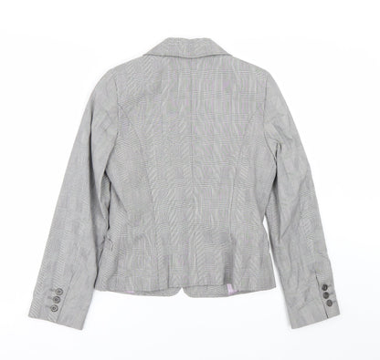 Ronit Zilkha Womens Grey Check  Jacket Suit Size 8