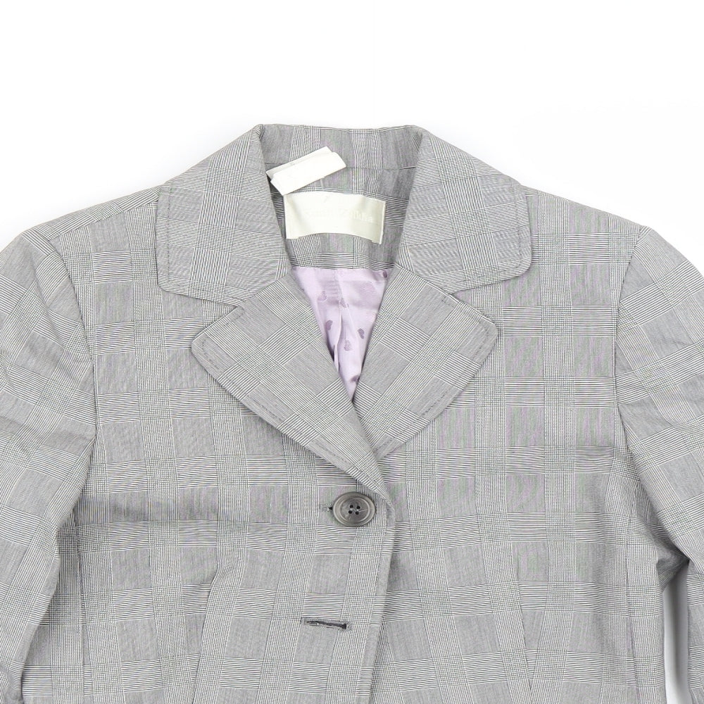 Ronit Zilkha Womens Grey Check  Jacket Suit Size 8