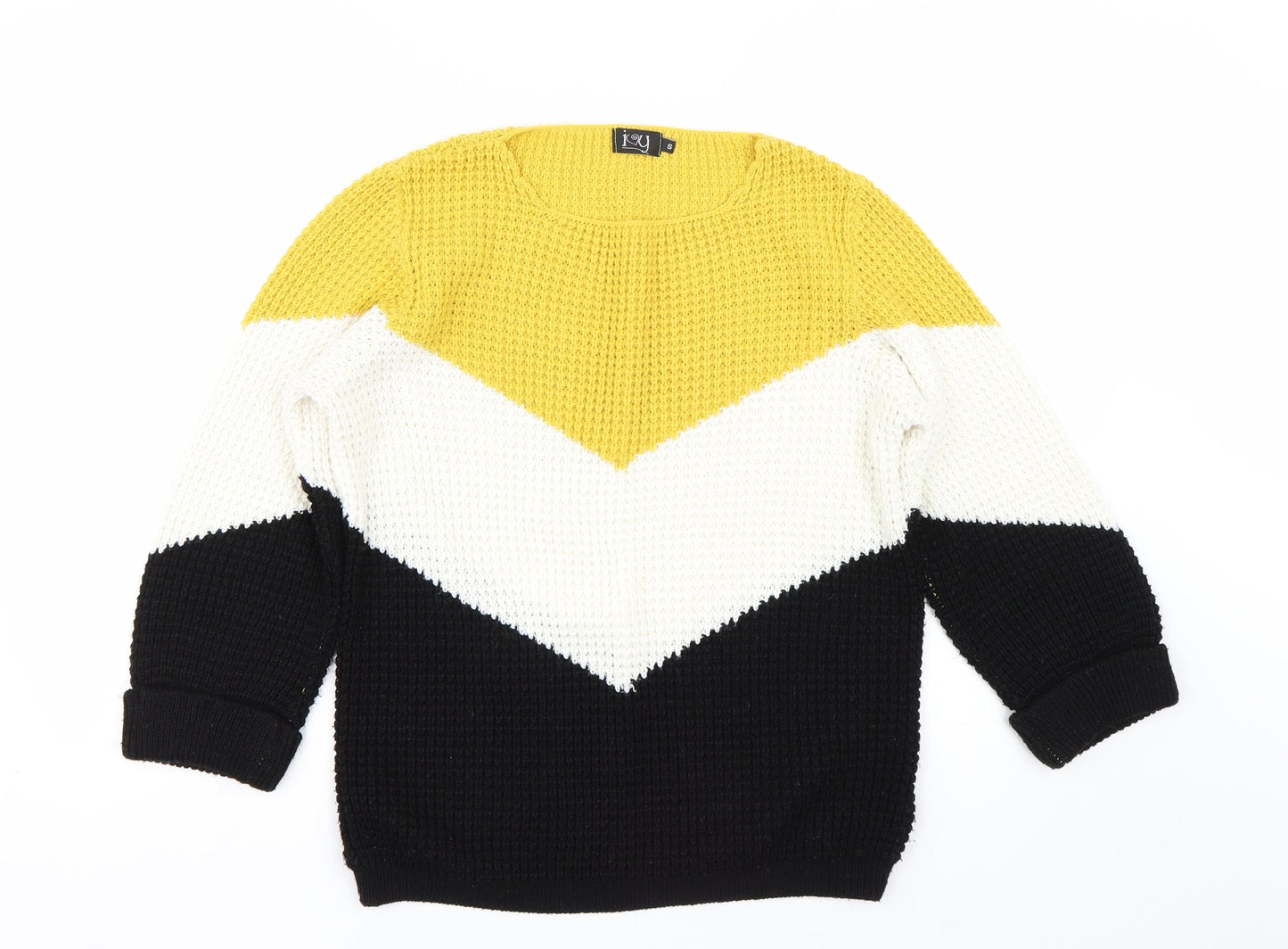 ILoveyou Womens Yellow Striped  Pullover Jumper Size S