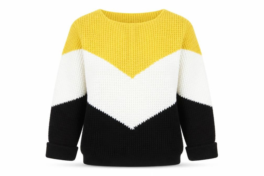ILoveyou Womens Yellow Striped  Pullover Jumper Size S