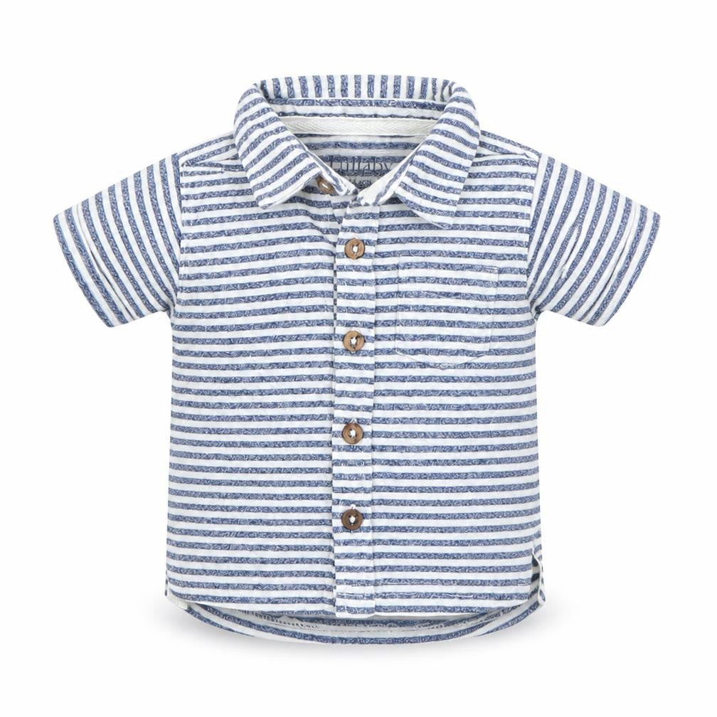 Peacocks Boys White Striped  Basic Button-Up Size 6-9 Months