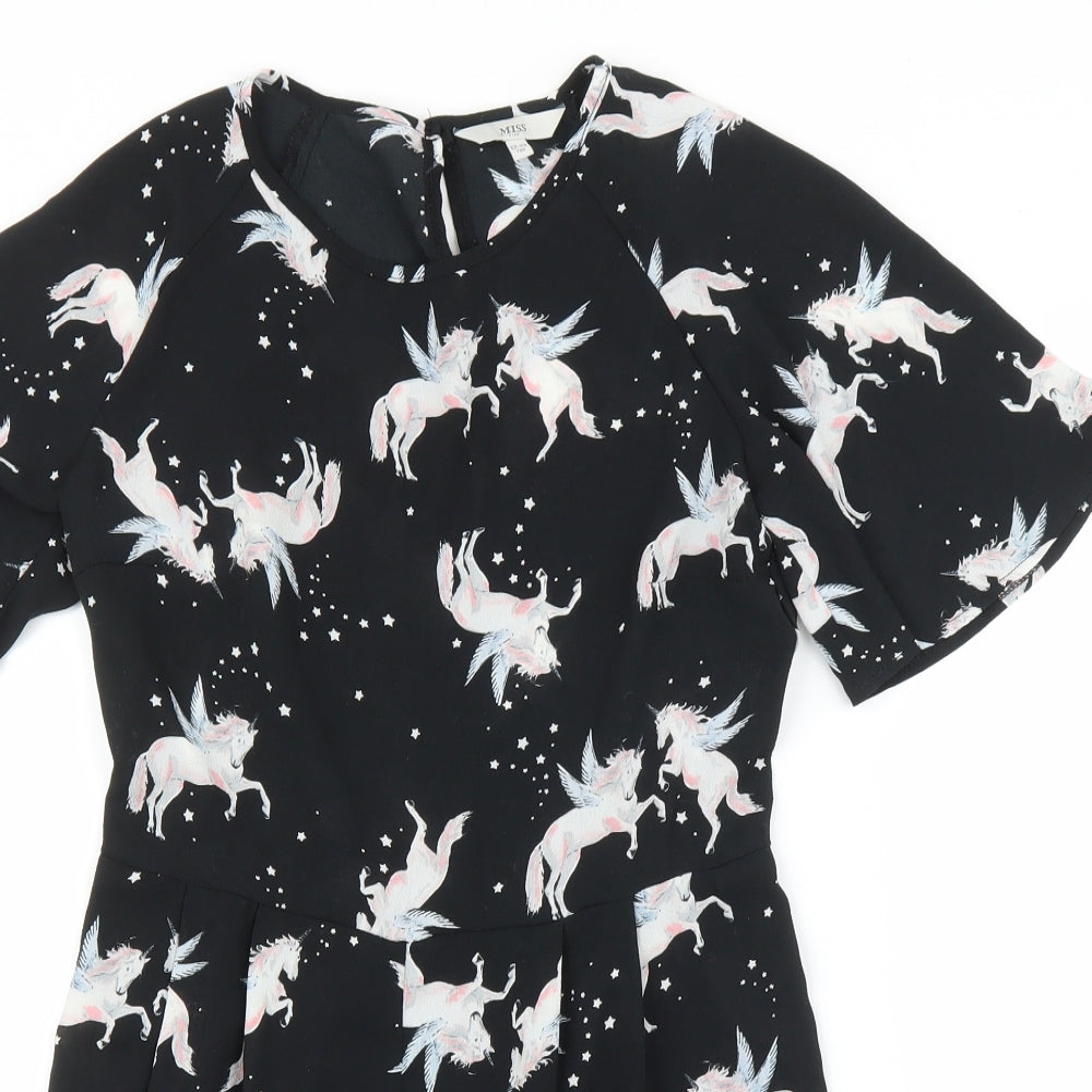 Miss Evie Girls Black   Romper One-Piece Size 11 Years  - Unicorn