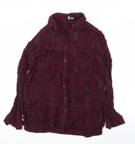 New Look Womens Purple Plaid  Basic Button-Up Size 10