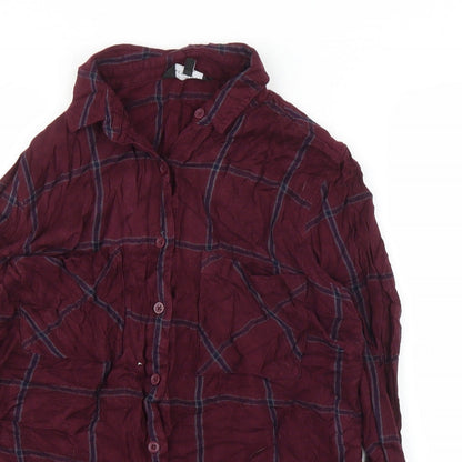New Look Womens Purple Plaid  Basic Button-Up Size 10