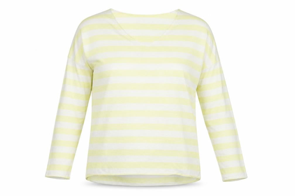 Preworn Womens Yellow Striped  Basic T-Shirt Size M